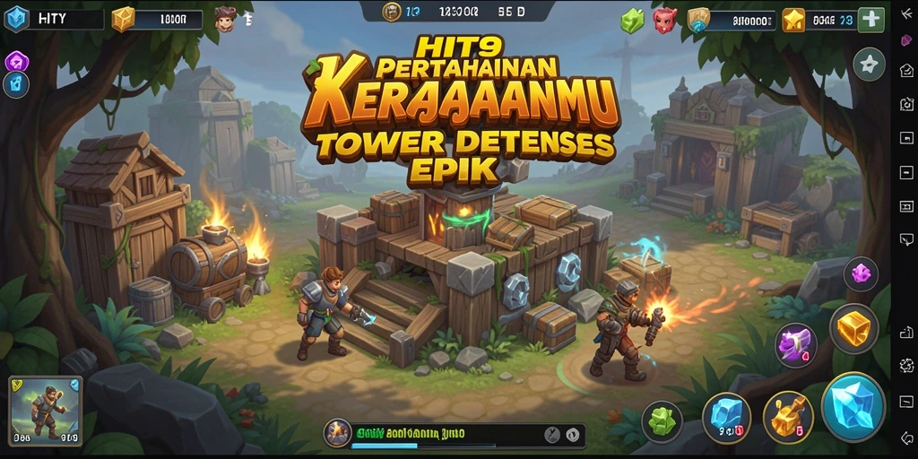 Menampilkan aksi menegangkan dalam permainan Tower Defense yang seru.