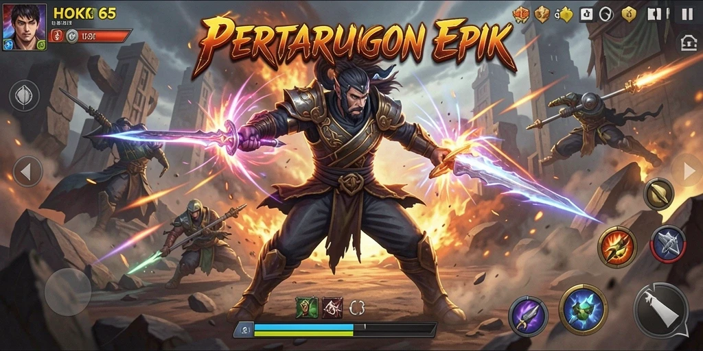 Screenshot HOKI65 menampilkan aksi seru dalam gameplay game Action.