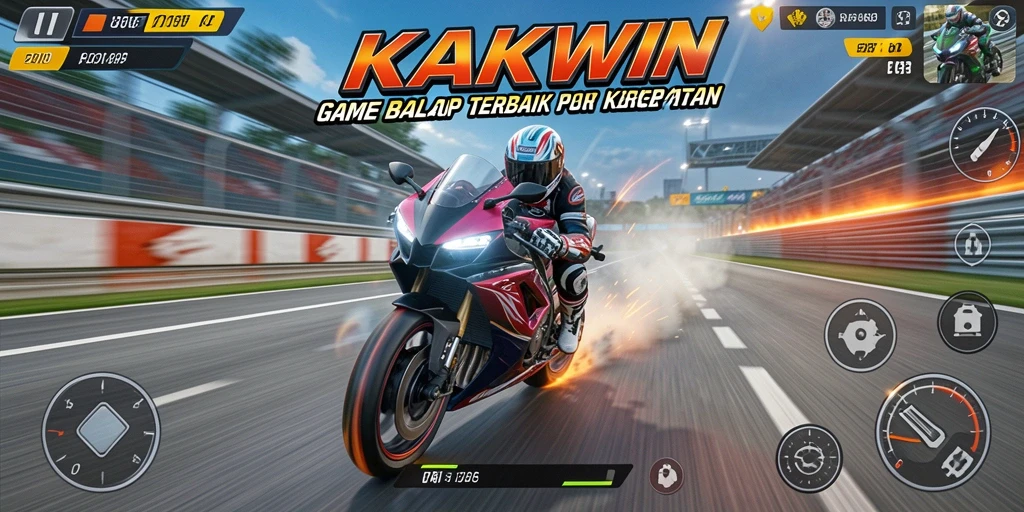 Gameplay seru KAKWIN yang menampilkan balapan motor yang mendebarkan.