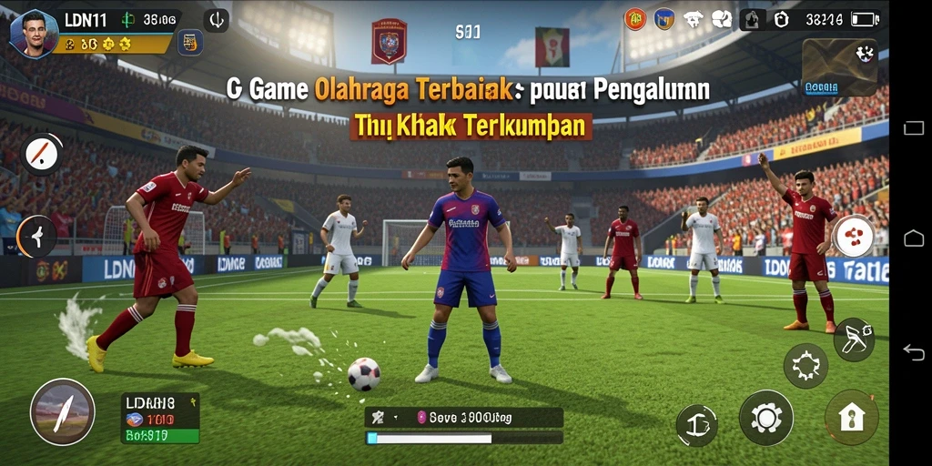 Tampilan layar utama <strong>LDN11</strong> dengan aksi seru di lapangan olahraga.