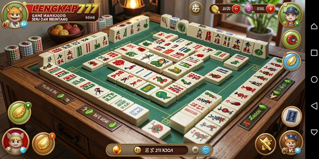 Screenshot gameplay LENGKAP777 menampilkan aksi Mahjong yang seru.