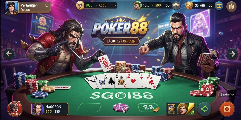 Gameplay POKER88 menampilkan pertarungan yang seru dan dinamis.