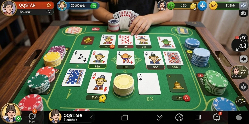 Tampilan gameplay Gaple yang seru dan menarik di QQSTAR.