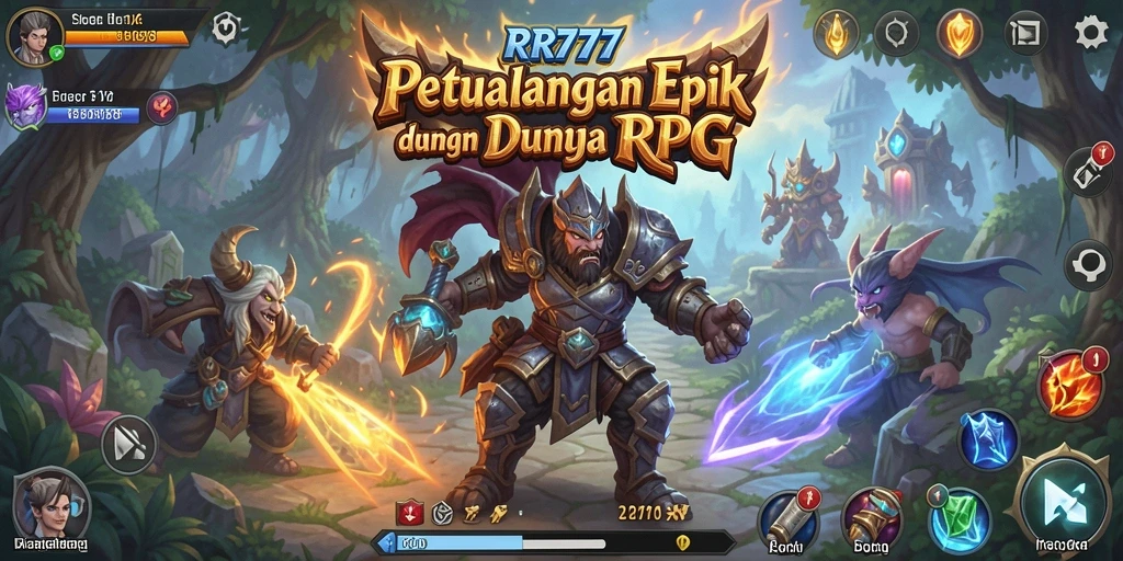 Screenshot gameplay RR777 menunjukkan aksi seru dalam pertempuran RPG.