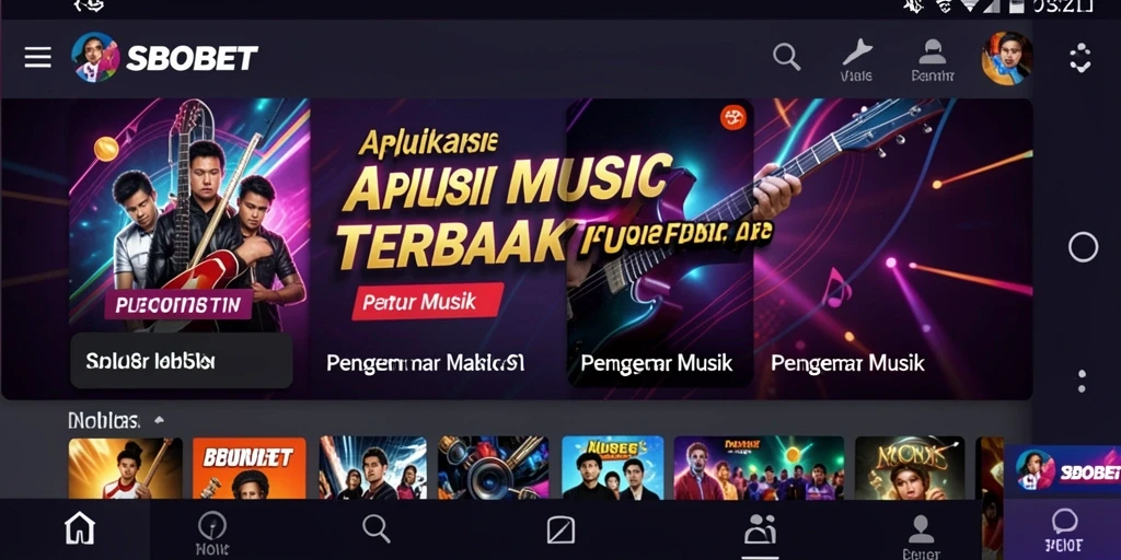 Tampilan antarmuka SBOBET dengan fitur musik interaktif.
