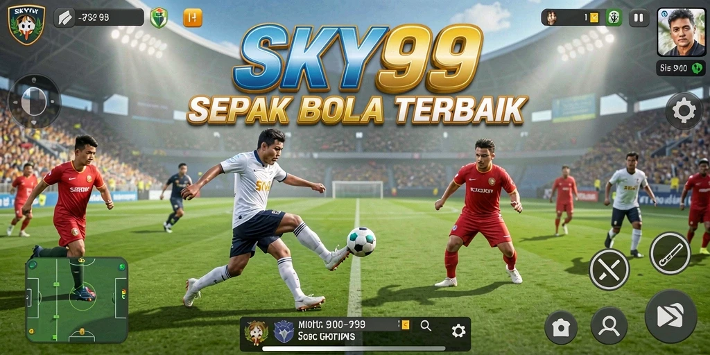Screenshot SKY99 menampilkan aksi sepak bola yang seru dan kompetitif.