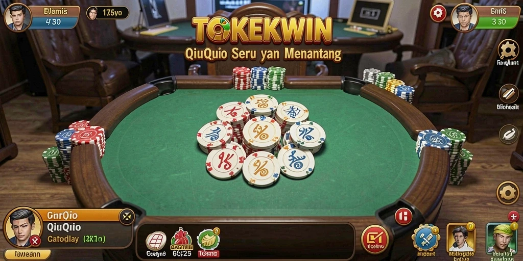 Screenshot gameplay QiuQiu yang menampilkan kartu cantik dan seru.
