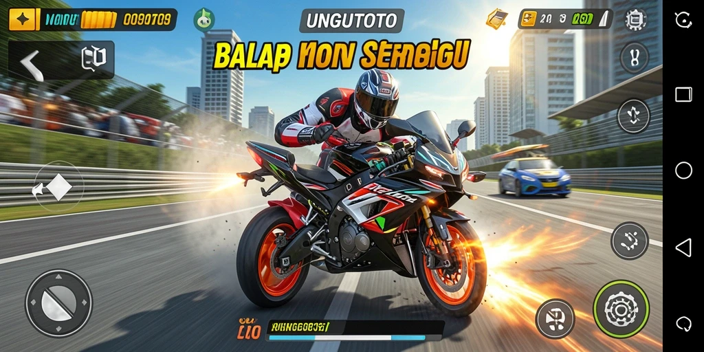 Tampilan menakjubkan dari gameplay balap motor UNGUTOTO.