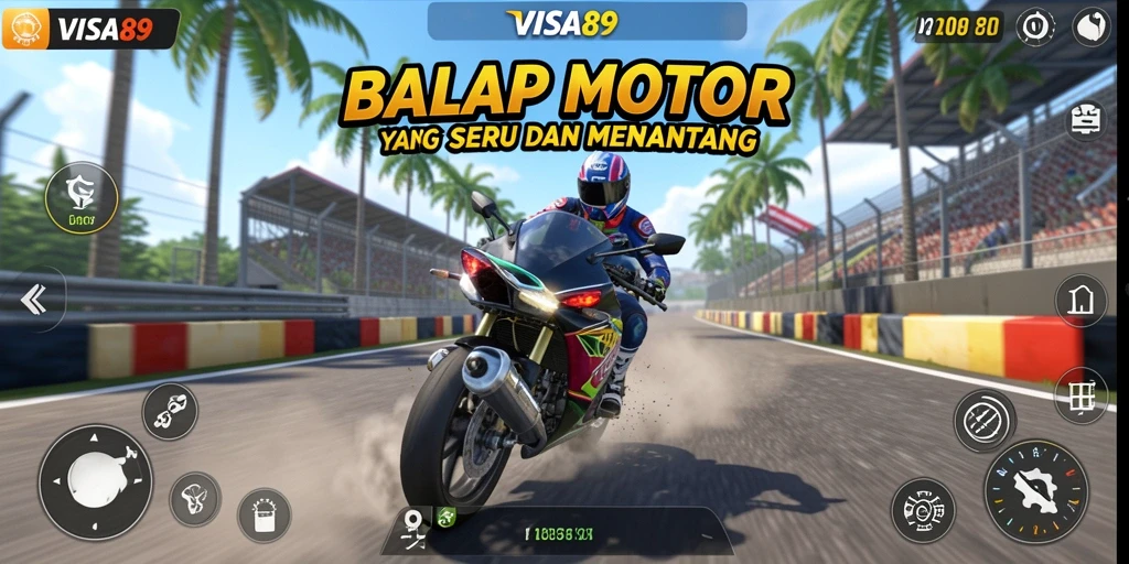 Tampilan seru dan menegangkan dalam gameplay balap motor.